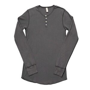 American Apparel Men's Thermal Henley Dexter Morgan Shirt Gray Size Medium